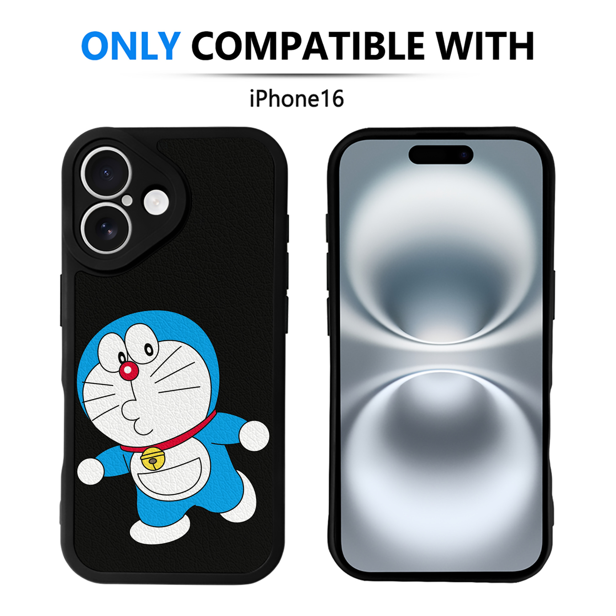 （画像用） ドラえもん Doraemon 【iPhone 16シリーズ対応】シリコンスマホケース（レザー調） 材質：シリコン